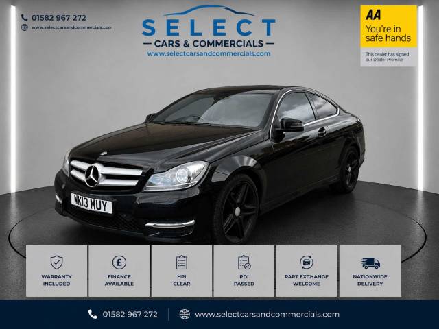 Mercedes-Benz C Class 1.6 C180 AMG Sport BlueEfficiency Auto 2dr Coupe Petrol Black